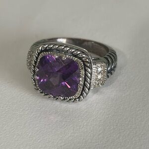 Lia Sophia Sterling-Style Ring with Purple Center Stone and Clear Accents